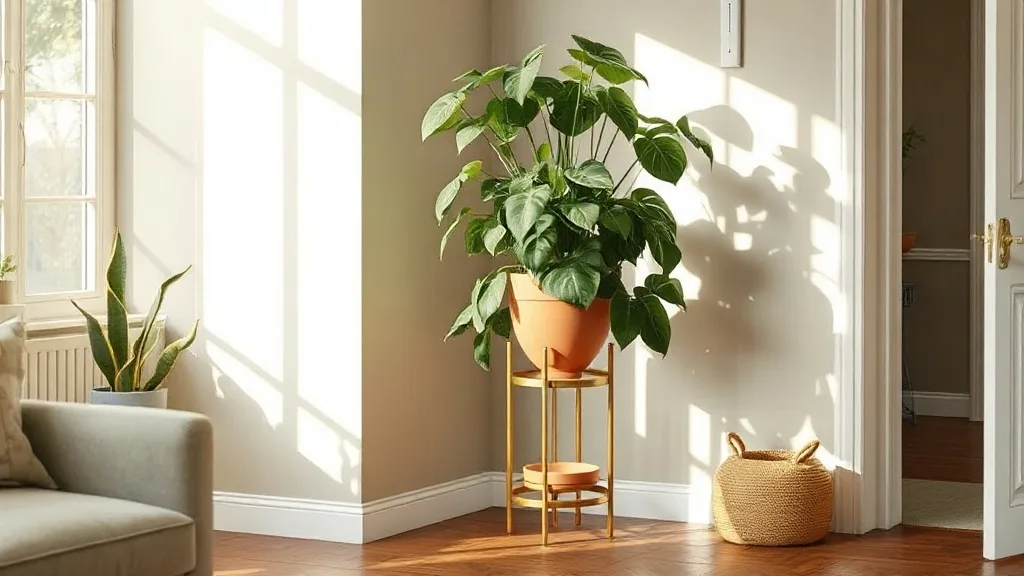 Grand pot d’intérieur avec support en laiton : pourquoi tu vas le garder
