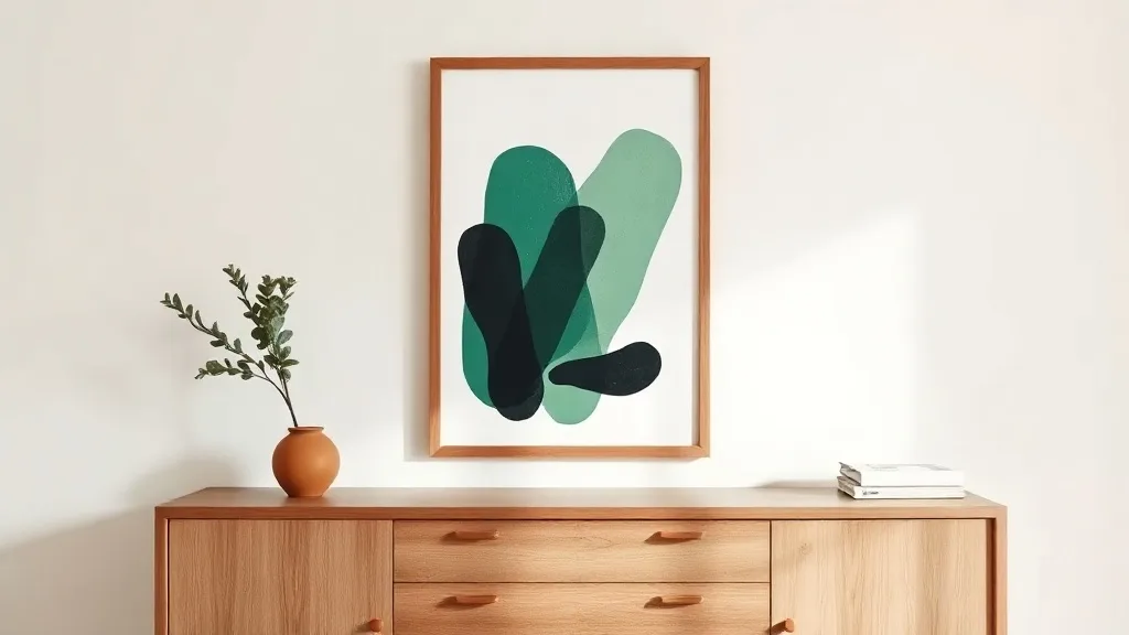 Affiche abstraite vert et noir : l’art mural qui tient tête au temps