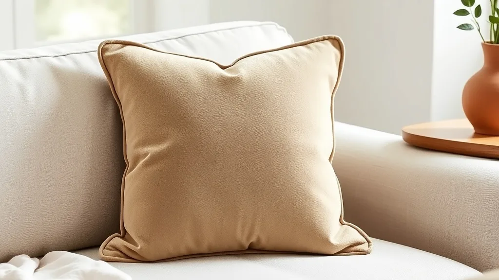 Coussin en velours taupe à bord cannelé&nbsp;: ce détail fait la différence