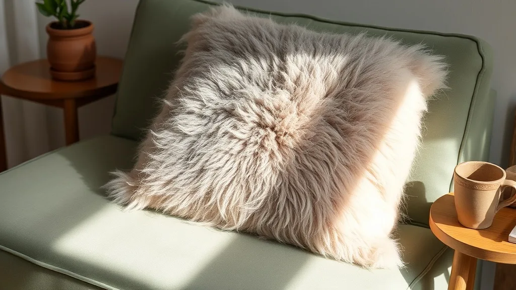 Coussin Malini en peau de mouton mongol : gris, rose ou crème