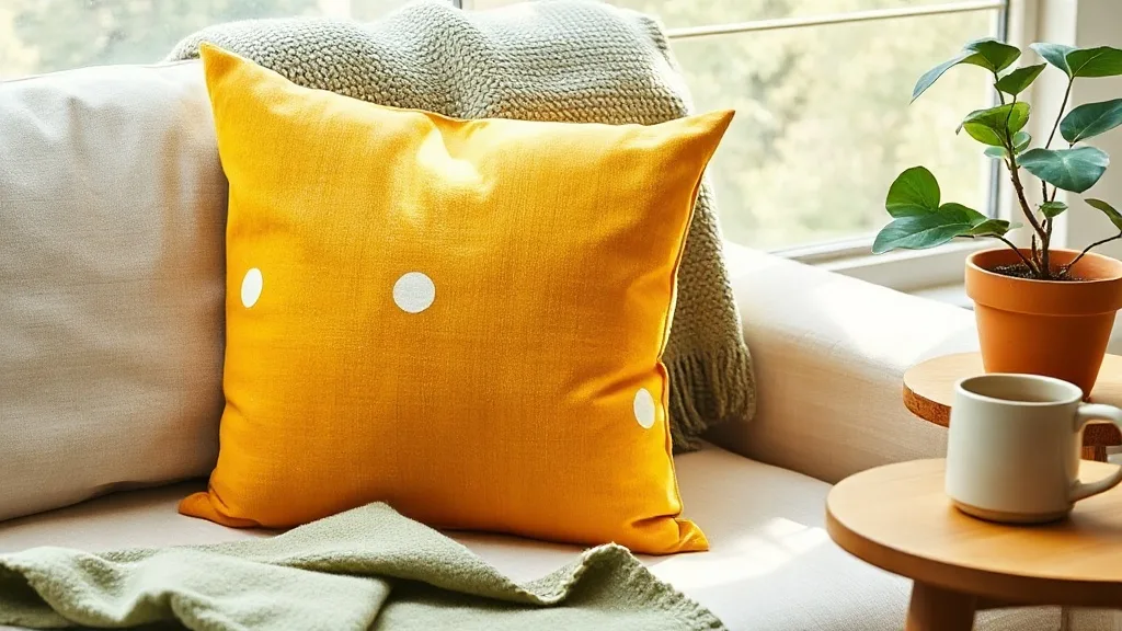 Coussin jaune à pois abstrait : bien plus qu’un coup de déco