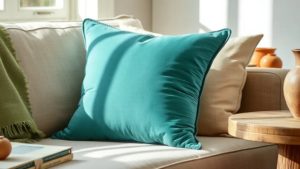 Coussin à bordure cannelée velours bleu sarcelle : ce qui change vraiment