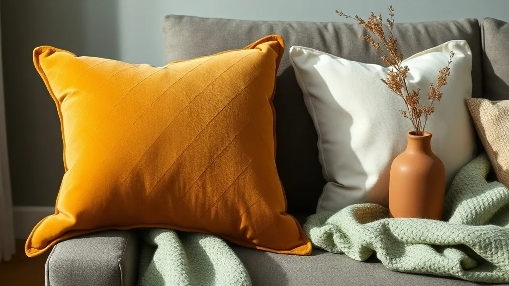 Coussin en velours matelassé moutarde : un accessoire qui dure