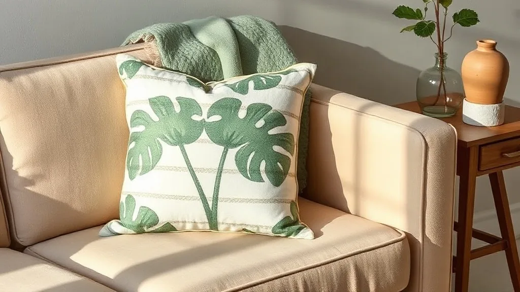 Coussin monstera vert et blanc : un détail qui change tout