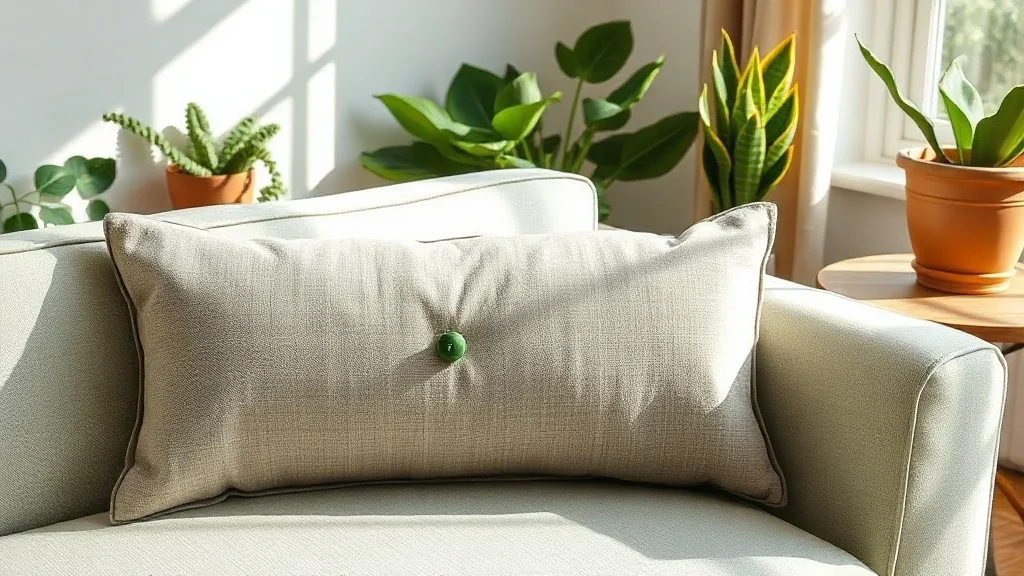 Coussin poète : gris à boutons verts, pourquoi on l'adopte