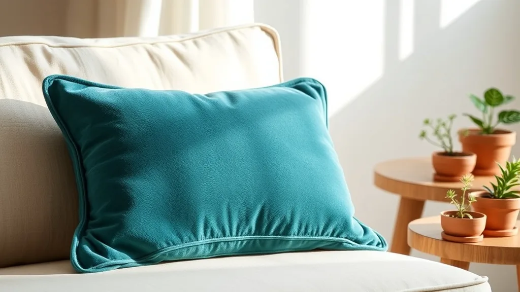 Grand coussin passepoil en velours bleu sarcelle, bien le choisir