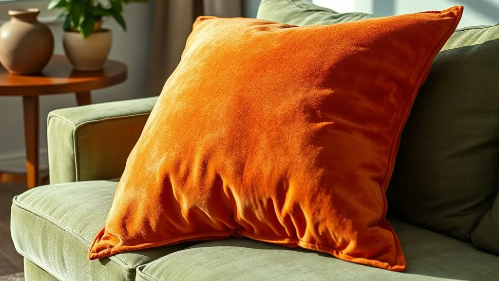 Grand coussin passepoil en velours paprika : le détail qui fait la différence