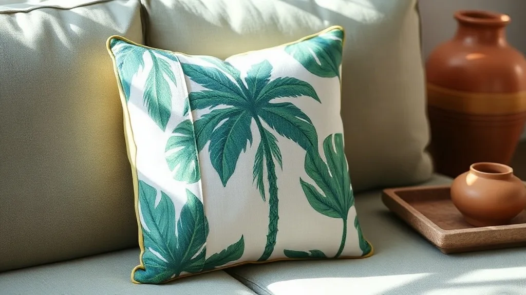 Pourquoi ce coussin palmier bleu et vert traverse les modes sans effort