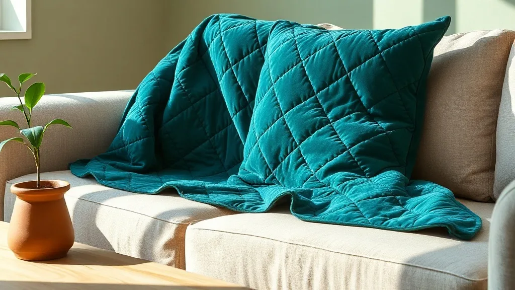 Velours matelassé bleu sarcelle : un plaid qui se garde