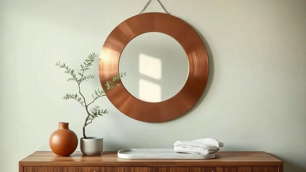 Miroir rond en cuivre brossé : l'accessoire qui structure une pièce