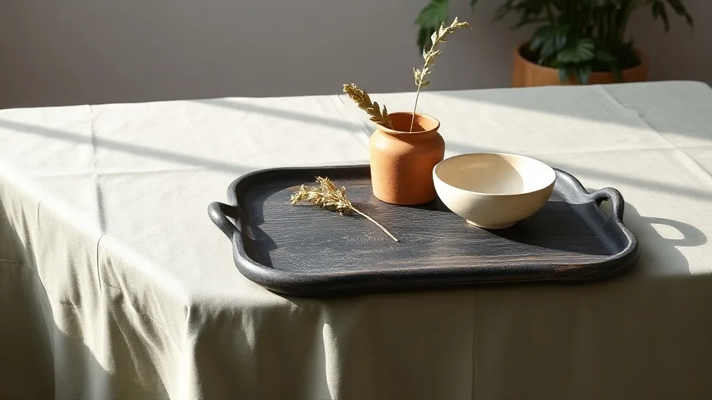 Le grand plateau en acacia noir : un meuble à part entière