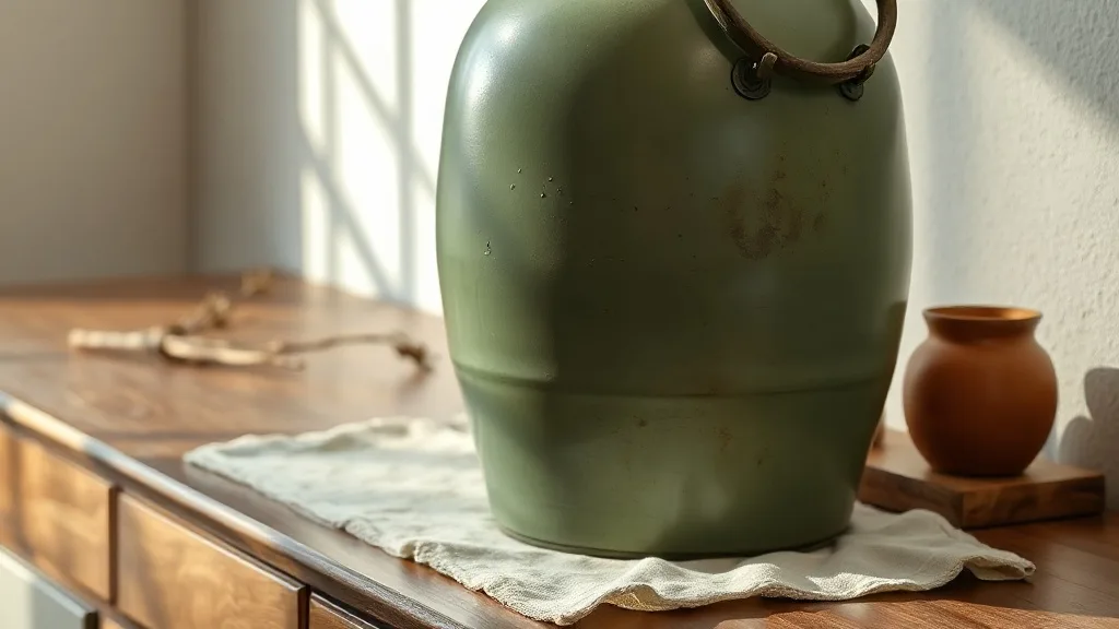 Grand vase en métal à poignée : le vert qui vit avec vous