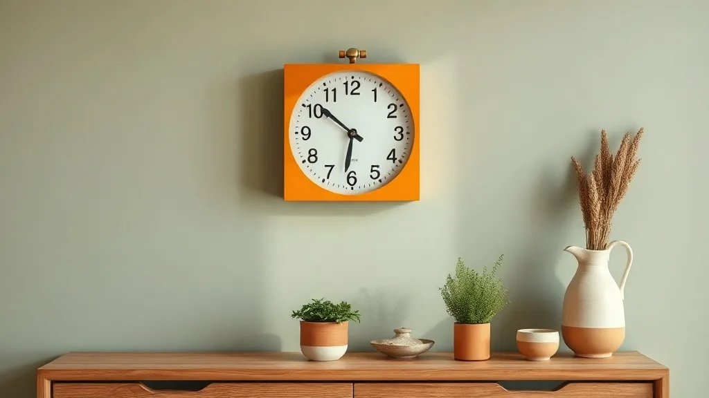 Horloge calendrier carrée orange : le vintage utile au mur