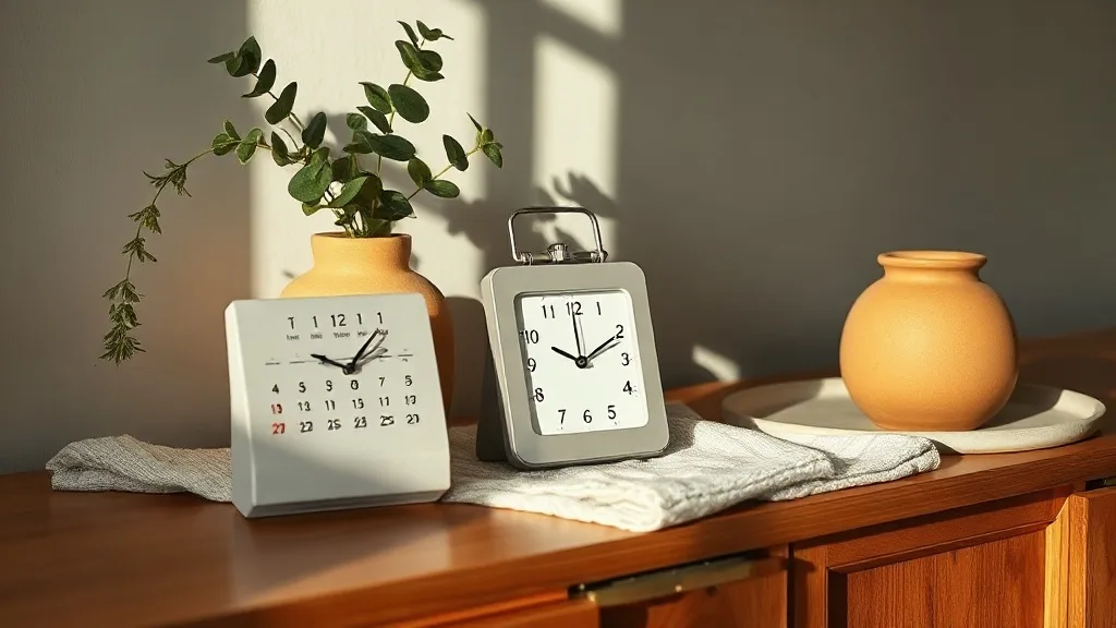 Horloge calendrier rétro carré gris clair : la patine du temps qui passe