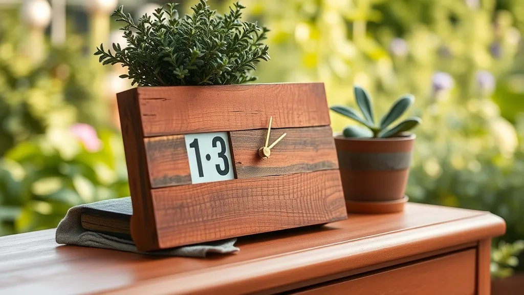 Horloge de bureau en palette cuivrée : dompter l’imperfection