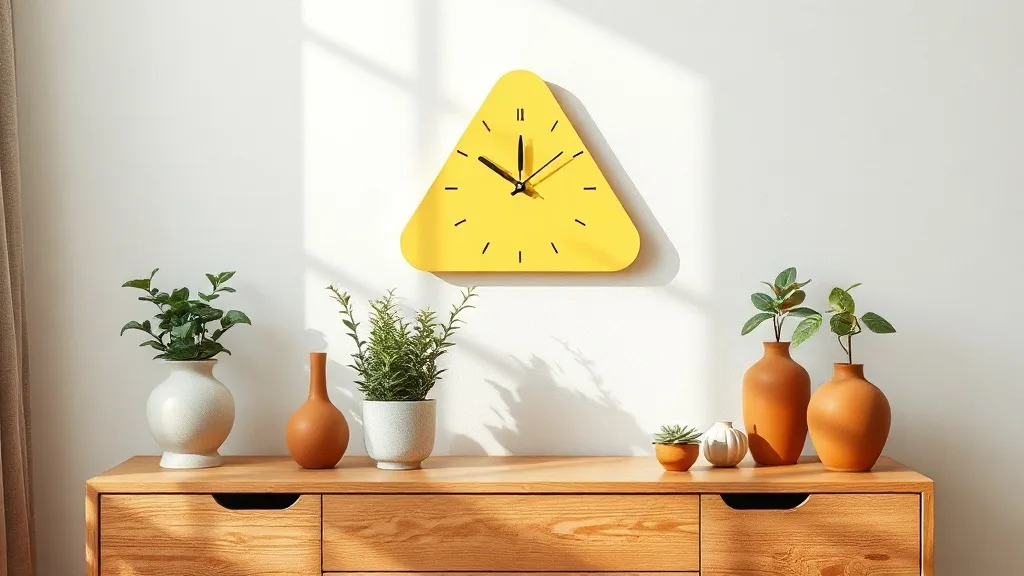 Horloge triangle citron : l’objet qui réveille un mur sans le surcharger
