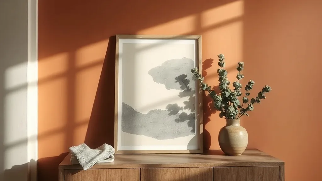 Affiche ligne abstraite beige gris : le mur qui respire