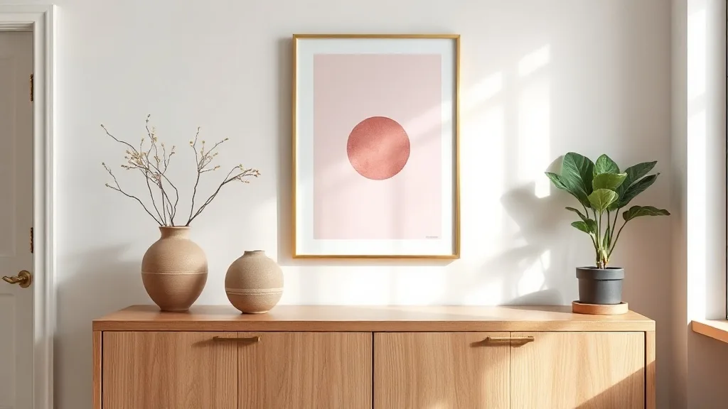 Art mural : quand un cadre laiton et une affiche rose font le mur