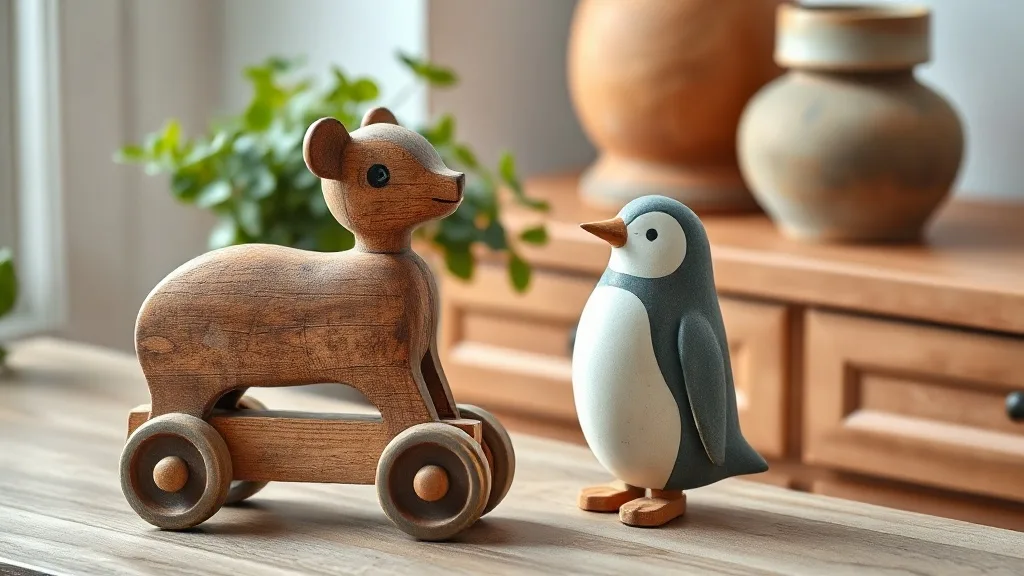 Le jouet à tirer en bois, un meuble miniature à patiner