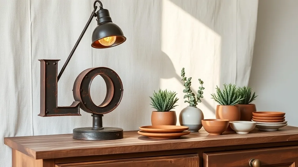 Lampe LOVE en métal rouillé : l'éclairage qui ne triche pas